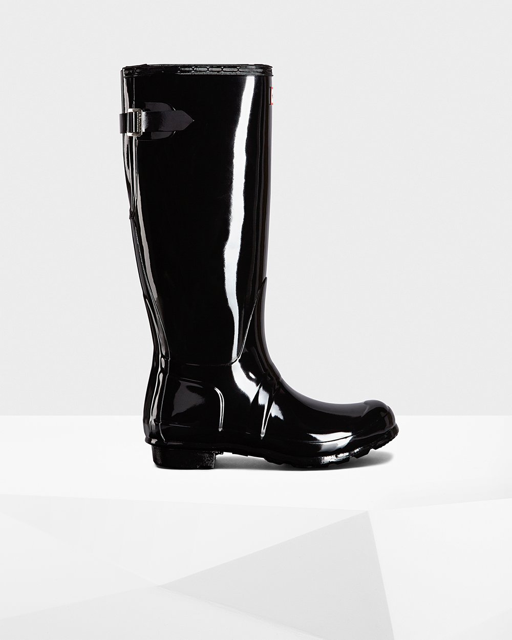 Hoge Regenlaarzen Dames - Hunter Original Back Adjustable Gloss - Zwart - 92GNODWTP